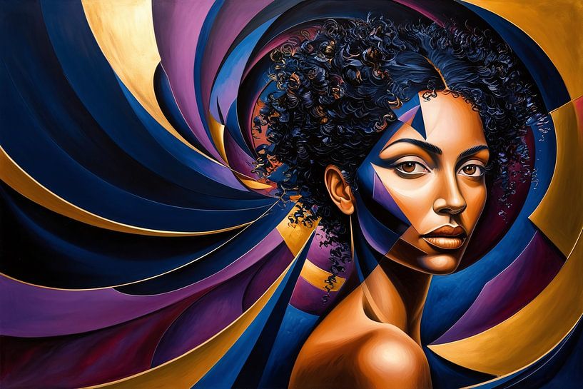 Portrait abstrait coloré d'une femme par Art & Soul Creations