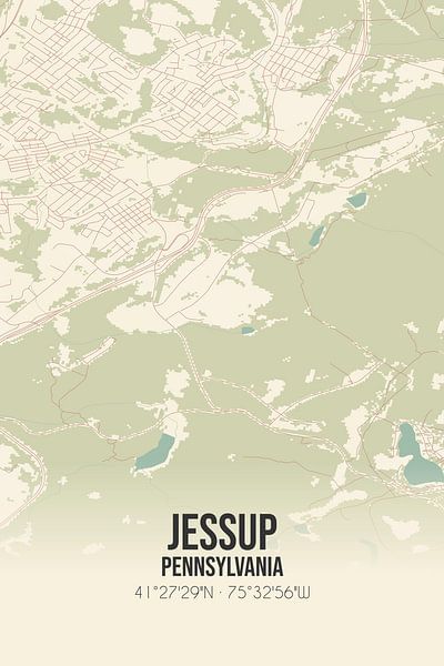 Vintage landkaart van Jessup (Pennsylvania), USA. van Stad & Wand