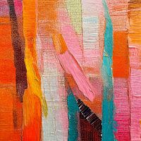 Kleurrijk Modern Abstract in Oranje, Roze en blauw - 2