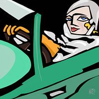 Tamara's Fast-Selbstporträt mit einem anderen Bugatti