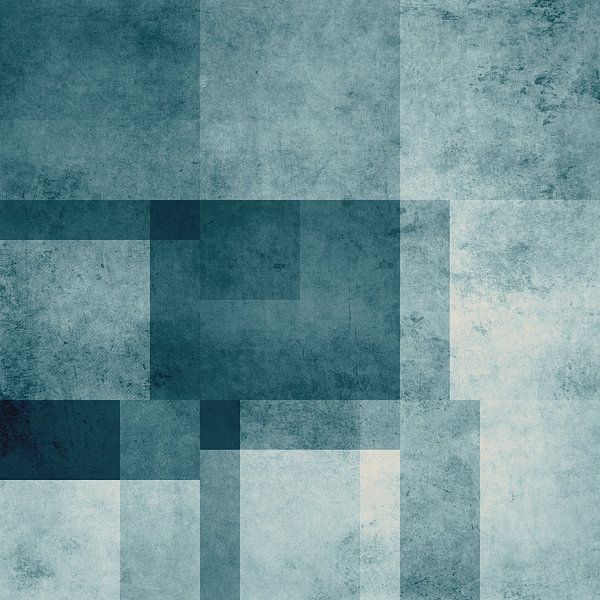 Monochromatische geometrische abstrakte Komposition in Kadettblau von Western Exposure