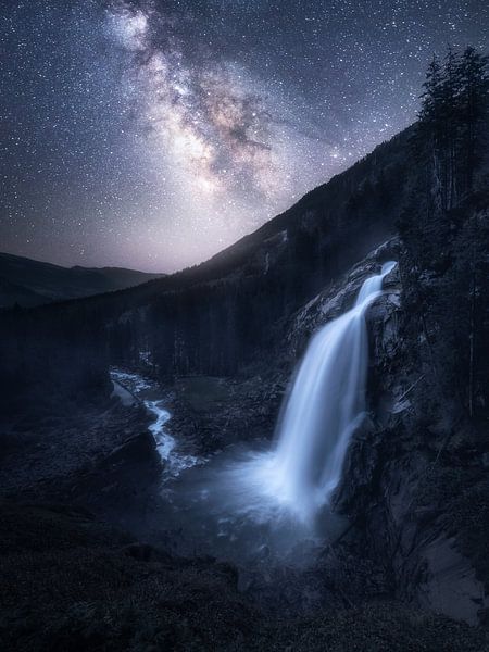 A starry night at the Krimml Waterfalls by Daniel Gastager
