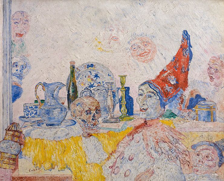James Ensor. Pierrot und Skelett im gelben Talar von 1000 Schilderijen