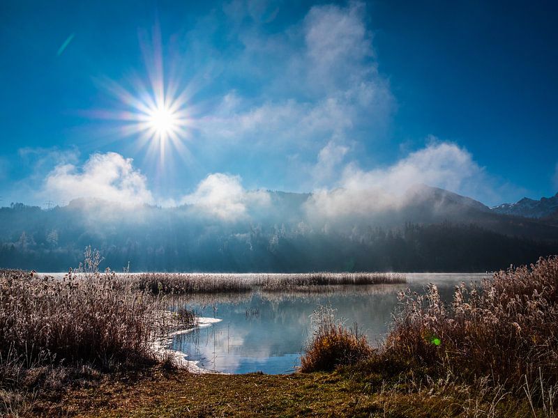 Winter landscape with lake by Mustafa Kurnaz