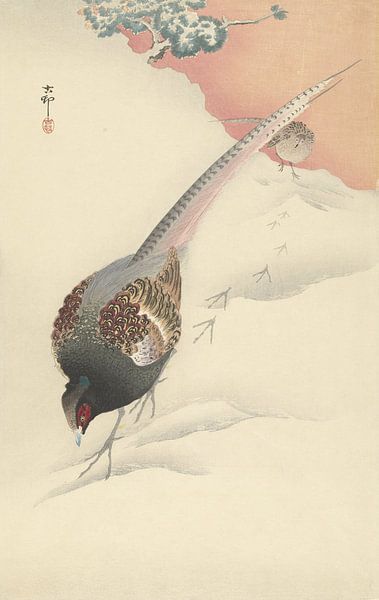 Fasanenpaar im Schnee von Ohara Koson von Gave Meesters