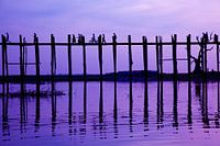 Zonsondergang U-Bein brug, Mandalay Myanmar