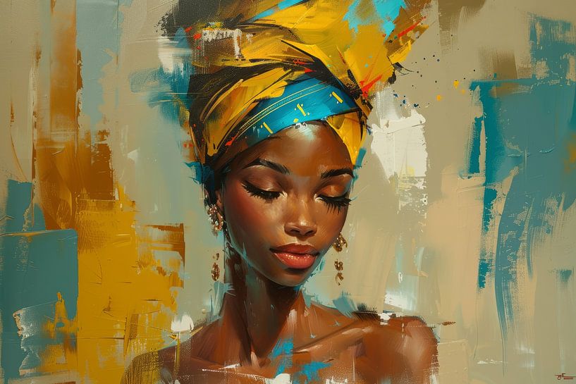 Buntes Porträt einer jungen Frau von Carla Van Iersel