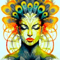 Creatieve Levendige Pauwenveer Schoonheidsfusie