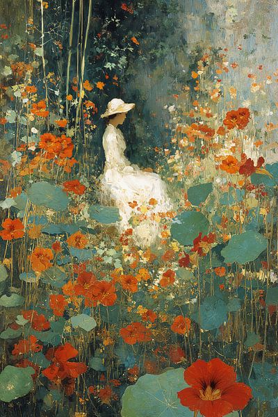 Dame au jardin de capucines n° 1 par Studio BB