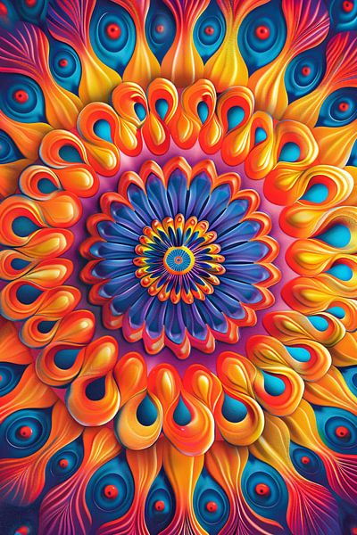 Colourful Mandala with Flower in the Centre by Art & Soul Creations