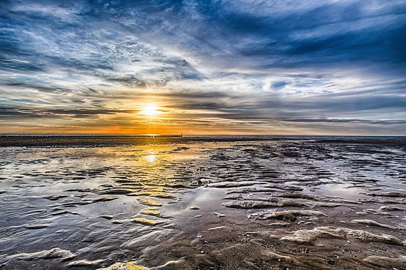 Sunset over the wet beach of Domburg, Zeeland by Jan van den Broek 2BHAPPY4EVER
