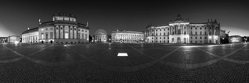 Berlin Bebeplatz - Panorama Black and White by Frank Herrmann