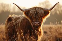 Schottische Highlander in der Wildnis für die Mauer