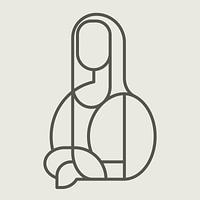 Illustration abstraite de Mona Lisa sur fond gris clair avec des lignes gris foncé