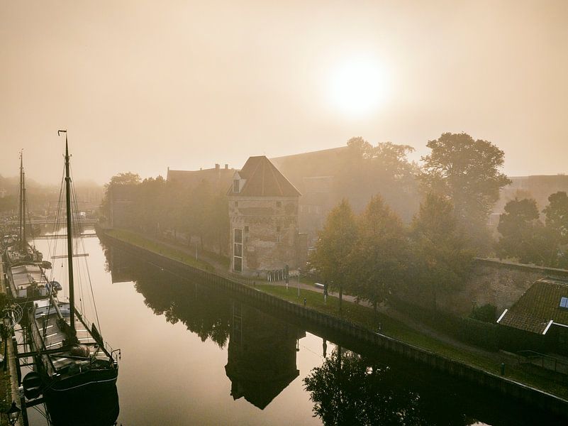 Zwolle Thorbeckegracht during a foggy autumn morning by Sjoerd van der Wal Photography