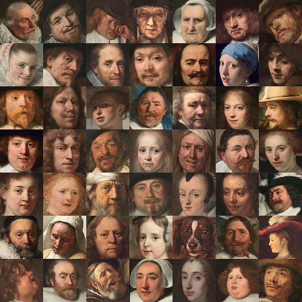 Faces of the Golden Age - Collage of portraits of Dutchmen by Roger VDB
