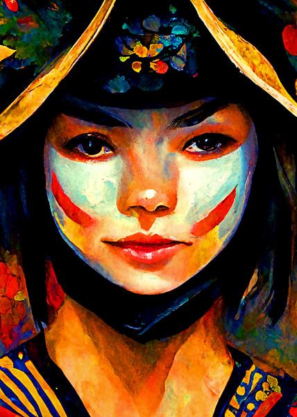 Samurai Mädchen Gemälde 01 von Sahruddin Said