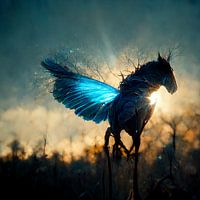 blue flying horse