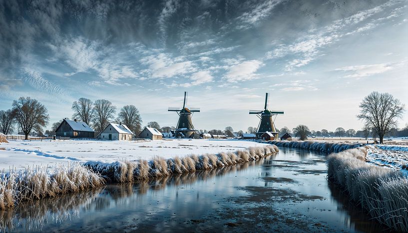 Winterstille in der niederländischen Landschaft von Retrotimes