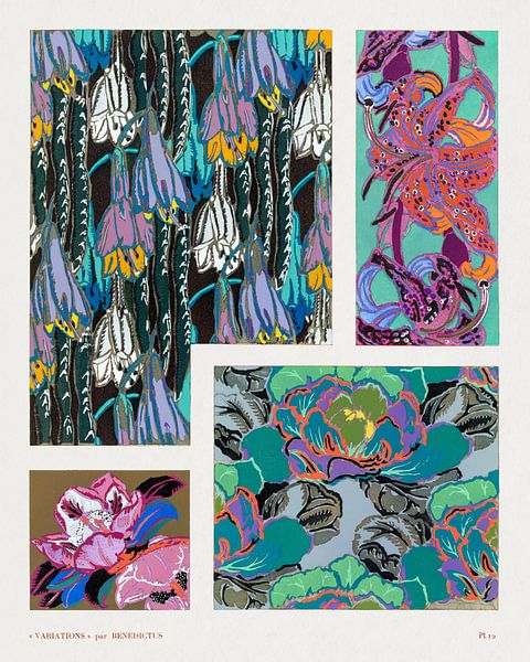 Vintage-Blumenmotive, Variationen 12 von Meisterhafte Meister