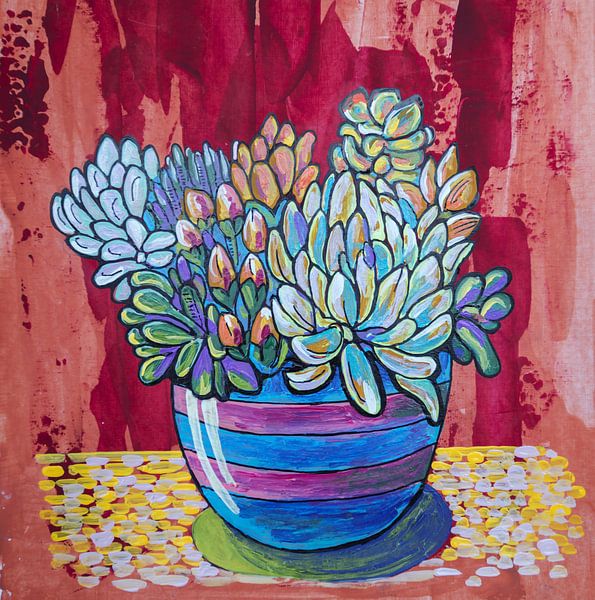 Carte florale par peinture acrylique. Succulentes par Ariadna de Raadt-Goldberg
