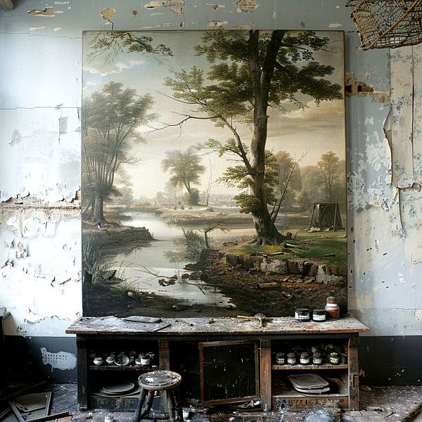 landscape painting wall studio colours abandoned room by gm_designs