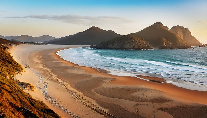 Sunset on the beach by Mustafa Kurnaz