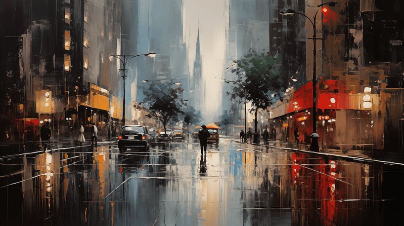 Abstract art in watercolour design of the big city by Animaflora PicsStock