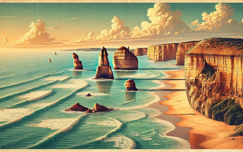 Vintage Australia, Great Ocean Road Poster by Chromatic Fusion Studio