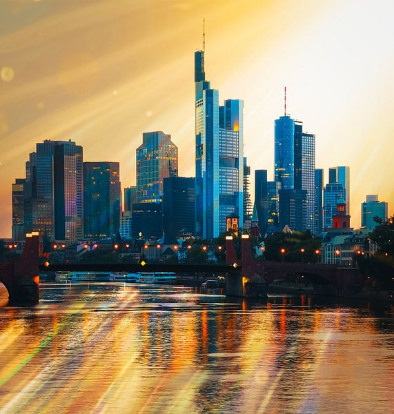 Frankfurt am Main with bridge and skyline by Mustafa Kurnaz