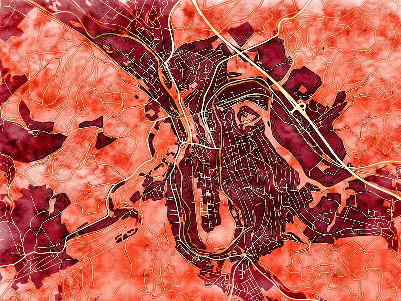 Karte von Arnsberg im stil 'Amber Autumn' von Maporia