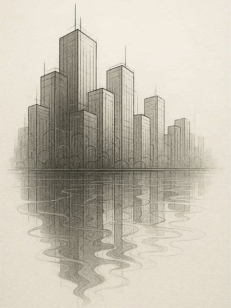 Minimalist City Skyline Sketch by Media Jeka