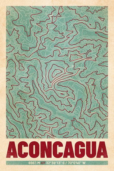 Aconcagua | Topographic Map (Retro) by ViaMapia