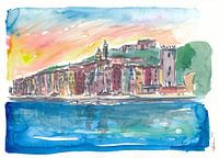 Porto Venere Mediterranean sunset in Italy