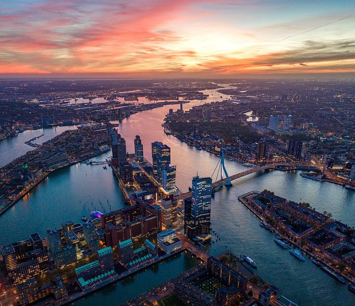 Luchtfoto: zonsondergang in Rotterdam von David Zisky
