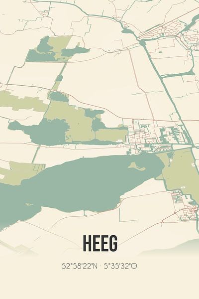Alte Karte von Heeg (Fryslan) von Ortsdrucke
