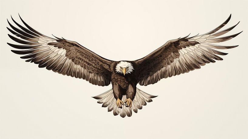 Dessin de pygargue à tête blanche, dessin au crayon de pygargue à tête blanche de style vintage. par Animaflora PicsStock