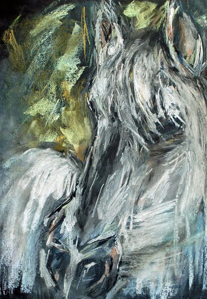 Le cheval blanc (dessin à la main) par Ineke de Rijk