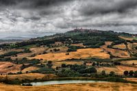 Panorama Val d'Orcia mit Pienza auf dem Hügel