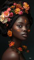 afrikanische Frau mit Blumen