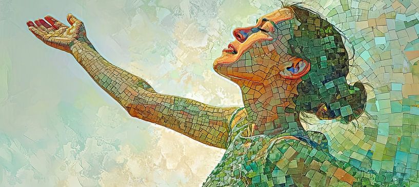 Buntes Mosaik-Porträt von Kunst Laune