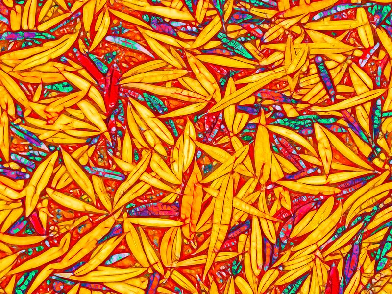 Floating Leaves in Yellow (Drijvende Bladeren in Geel) van Caroline Lichthart