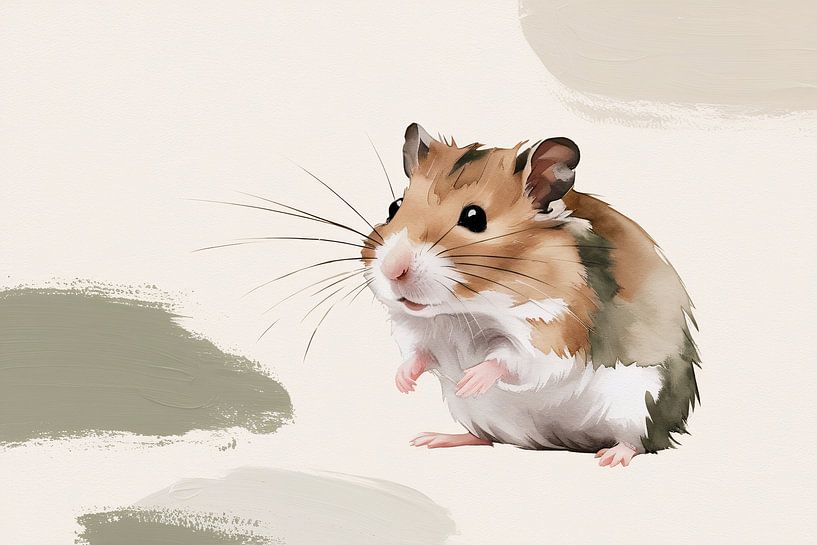 Niedlicher Hamster in Aquarell von Art & Soul Creations