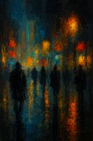 Eine regnerische Nacht in der Stadt