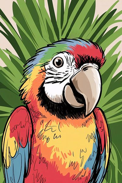 Bunte Illustration eines Papageis von Art & Soul Creations