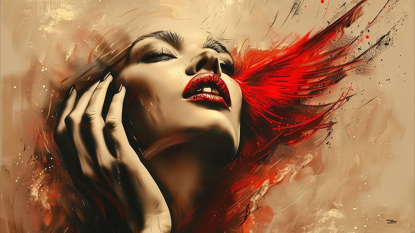 Abstraktes Vintage-Frauengesicht von Gelissen Artworks