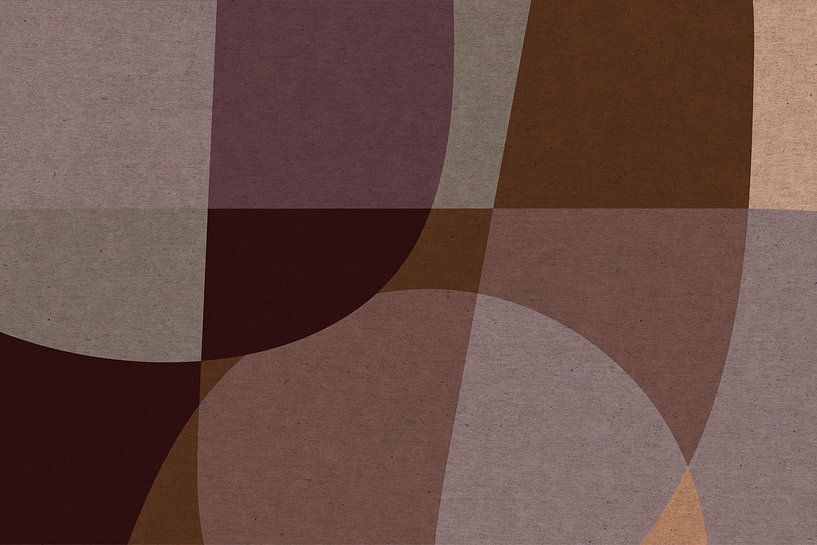 Formes organiques jaunes, roses et brunes. Art géométrique moderne abstrait et rétro dans des couleu par Dina Dankers