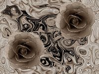 Filigree roses on a marbled surface