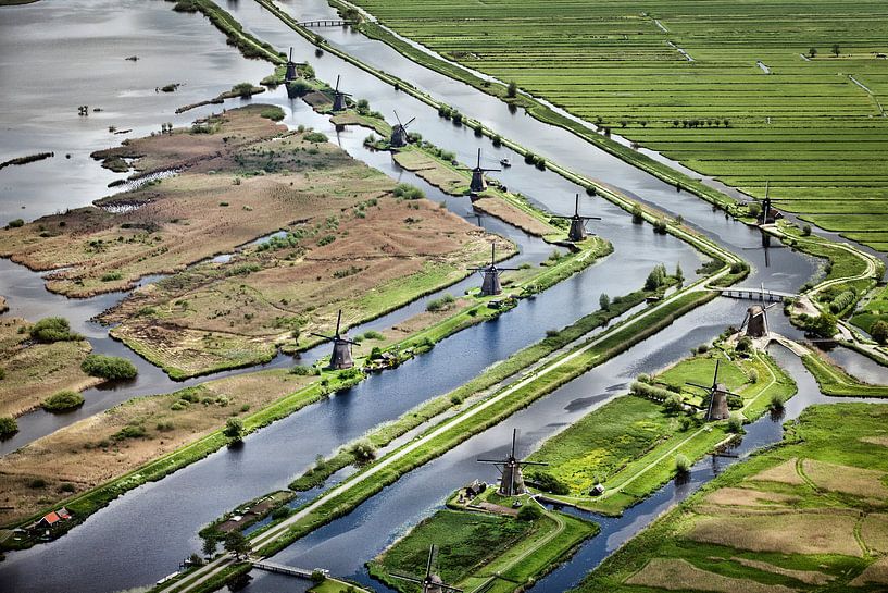 Aerial photo of windmills of Kinderdijk by Frans Lemmens