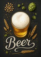 Bier Poster - Golden Brewing Art für Bar & Küche